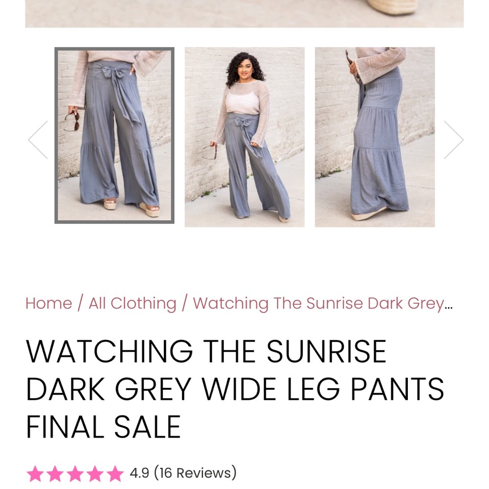Pink lily watching the sunrise dark grey wide leg pants (stretchy waist band)